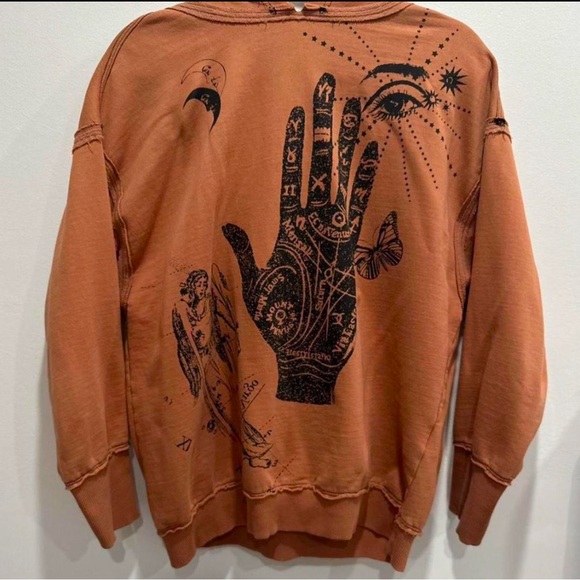 Urban Outfitters Terracotta Crewneck Sweater with Artistic Back Design